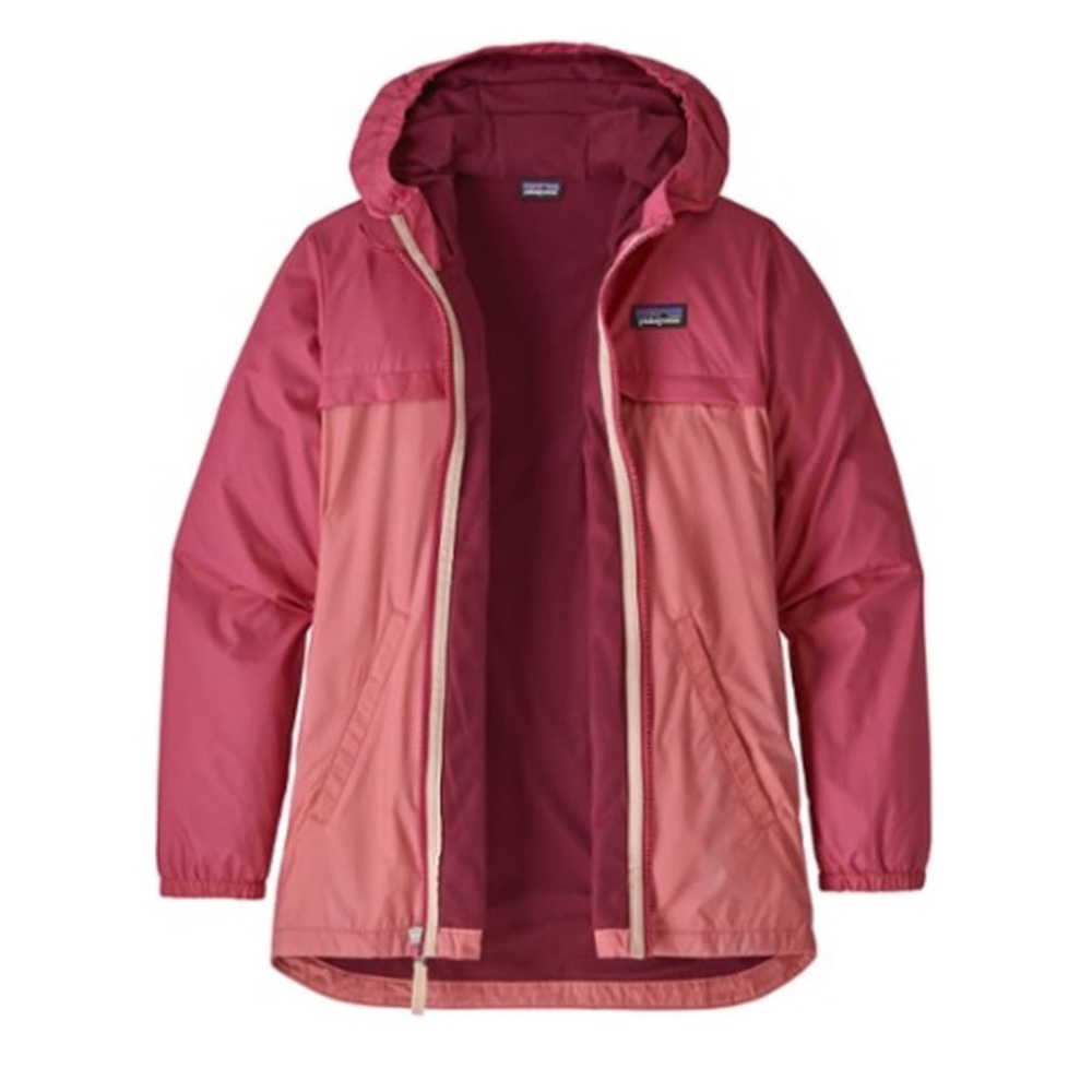 Patagonia Girls Quartzsite Jacket Hooded Pink Size Large 12 Outdoor Lightweight